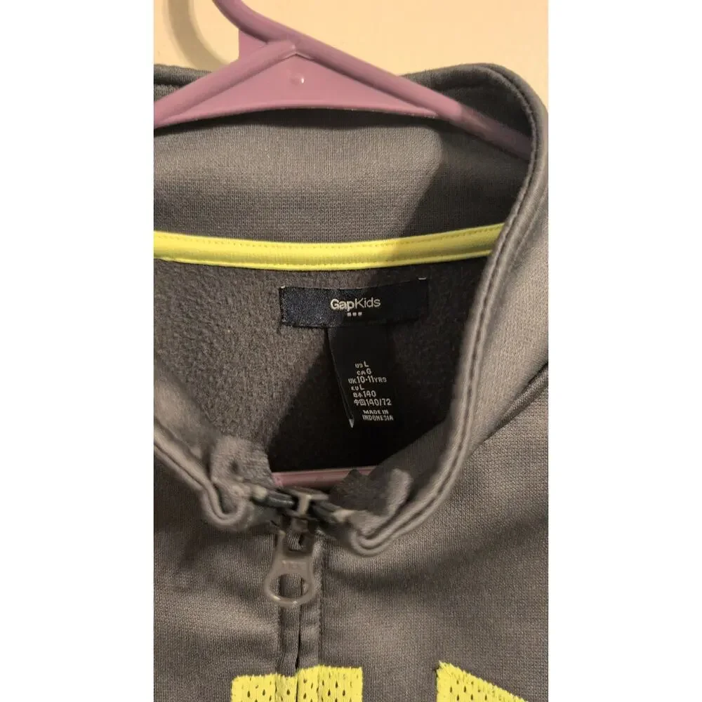 GAP Kids Full-Zip Hoodie  Gray w/ Neon Logo